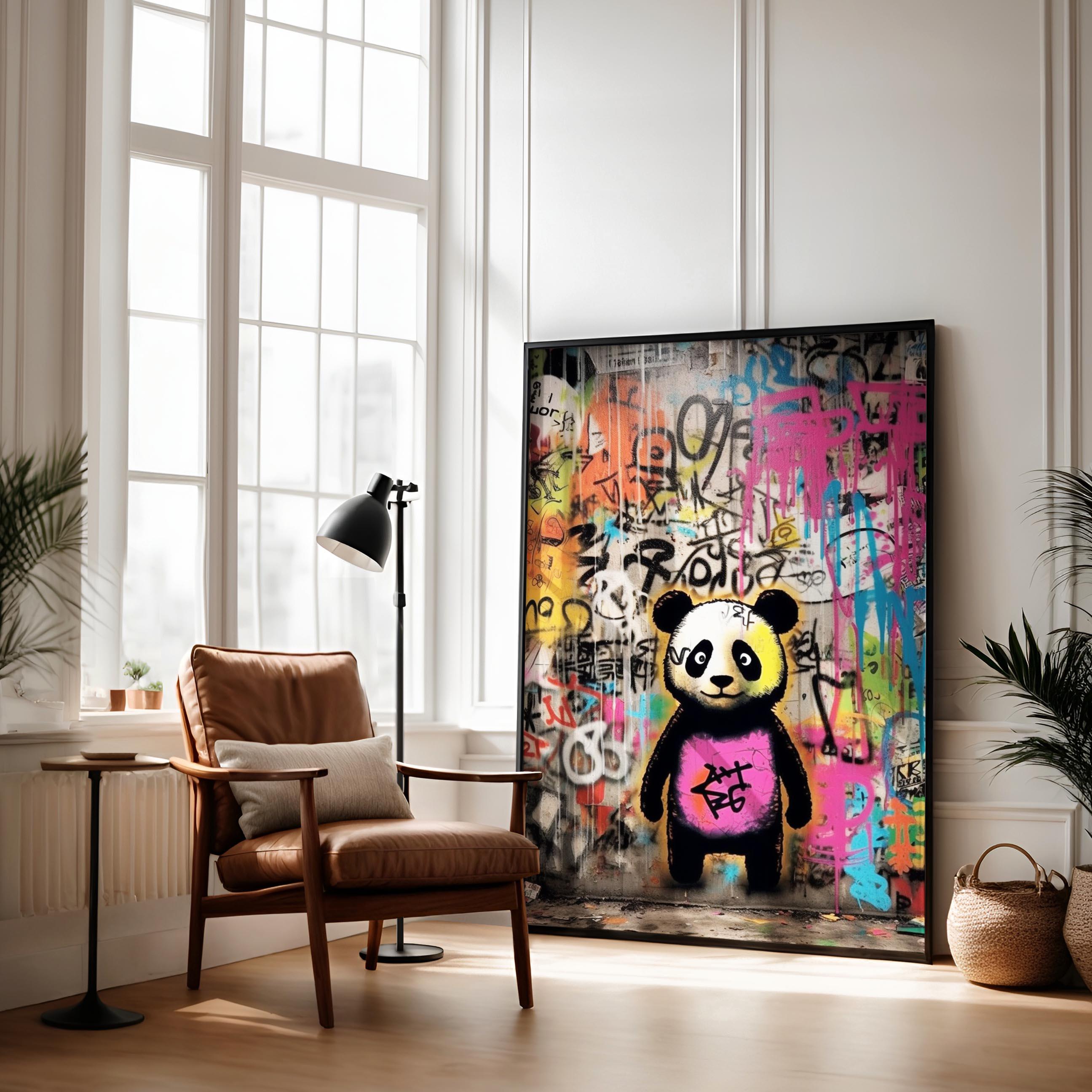 Adorable Baby Panda Graffiti Wall Art, Young Panda Graffiti Print ...
