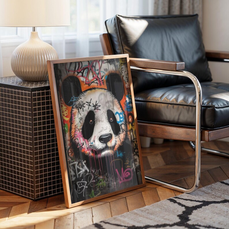 Urban Panda Bear Graffiti Art Print, Digital Download, Colorful Street ...