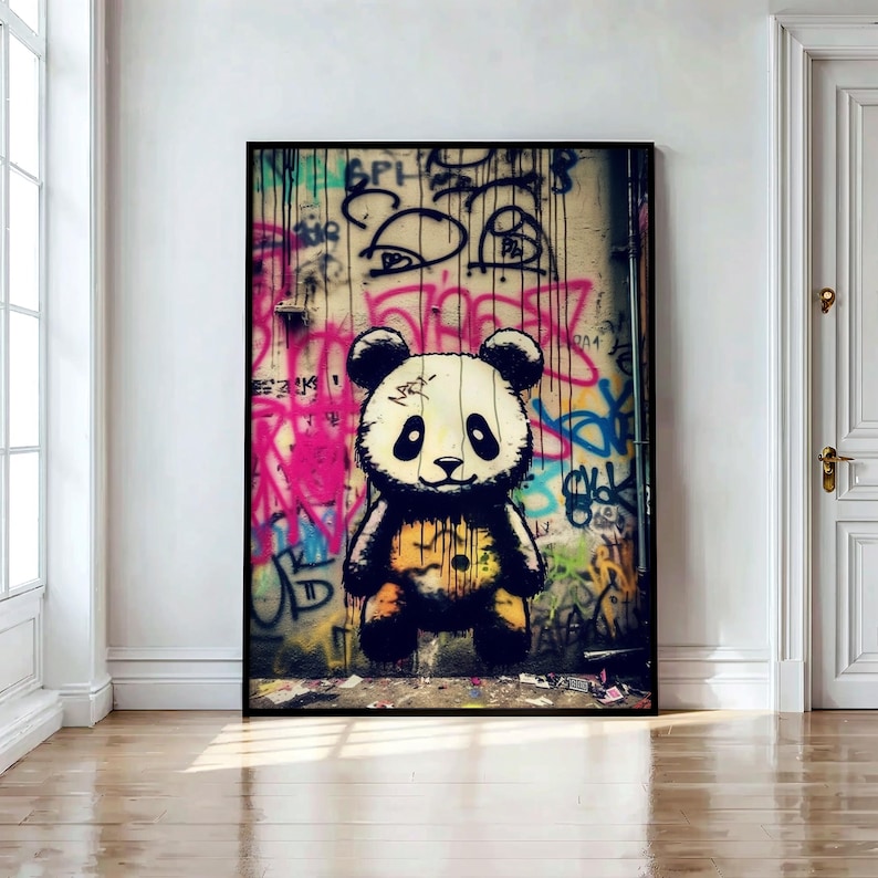 Baby Panda Graffiti Wall Art, Digital Download, Modern Street Art ...