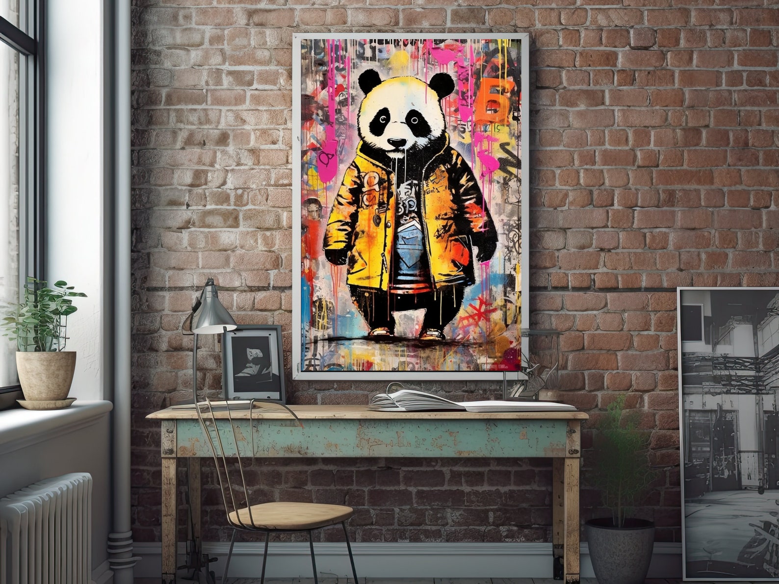 Panda Graffiti Wall Art, Printable Digital, Colorful Cute Panda Bear ...