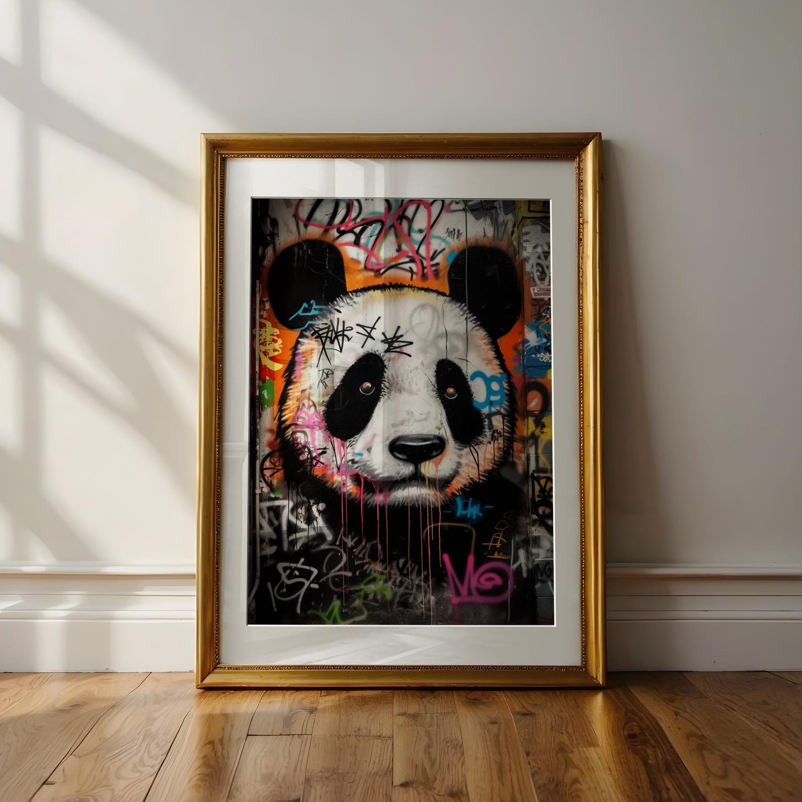 Colorful Panda Graffiti Wall Art, Street Style Digital Print, Modern ...