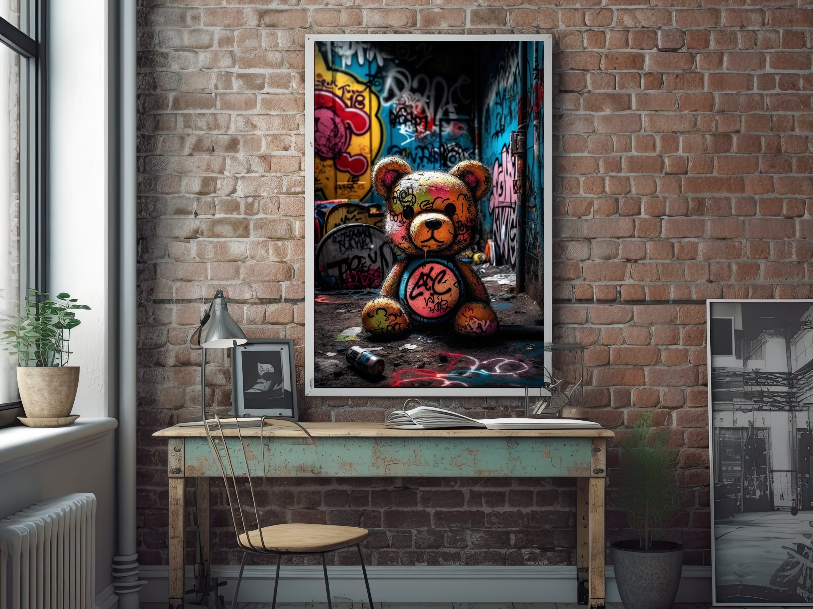 Teddy Bear Graffiti Wall Art Digital Download Print Modern - Etsy Israel