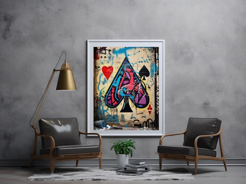 MAMAGO Banksy Graffiti-Wandbild – 3-teilig, 183x91 Cm, Leinwand Auf Holzrahmen, Fertig Zum Aufhängen