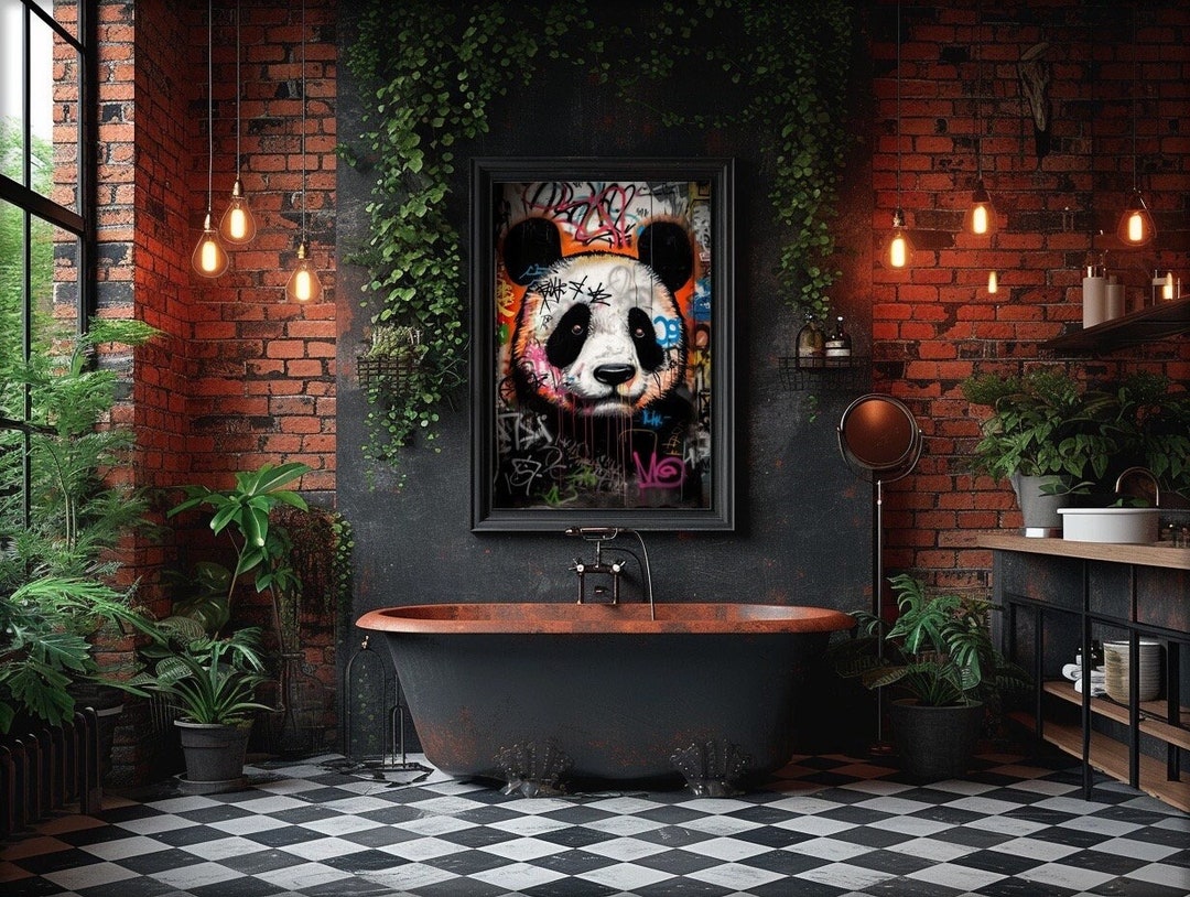 Colorful Panda Graffiti Wall Art, Street Style Digital Print, Modern ...