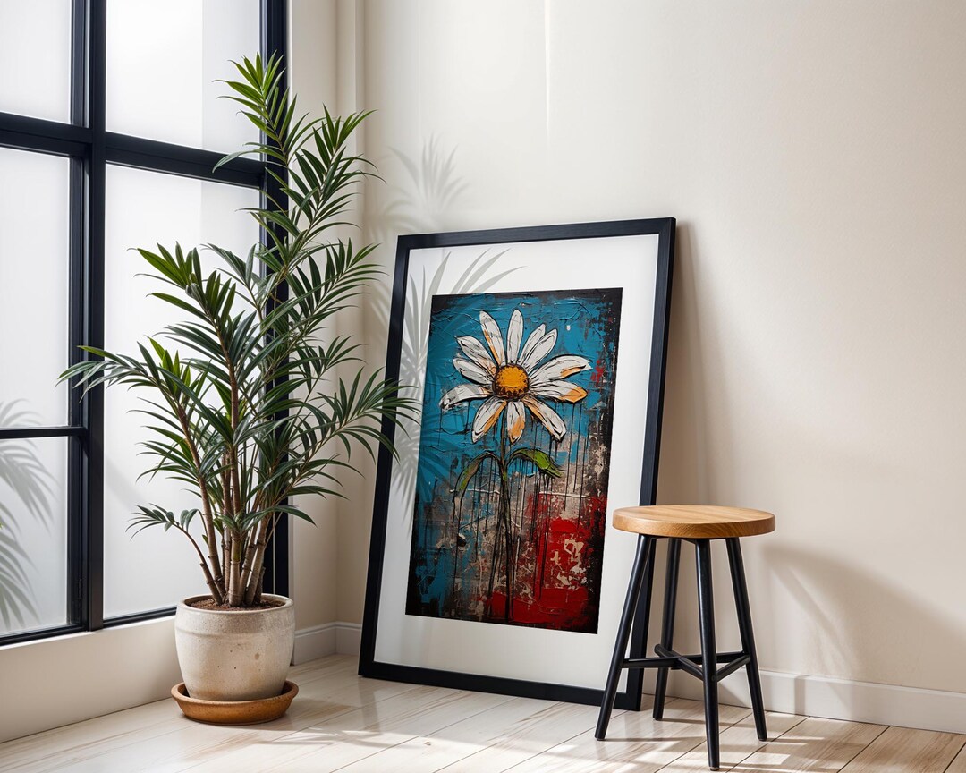 Affiche Art Murale - Bouquet De Marguerites Blanches Dans Un Vase - Impression Haute Qualité - Pop Art