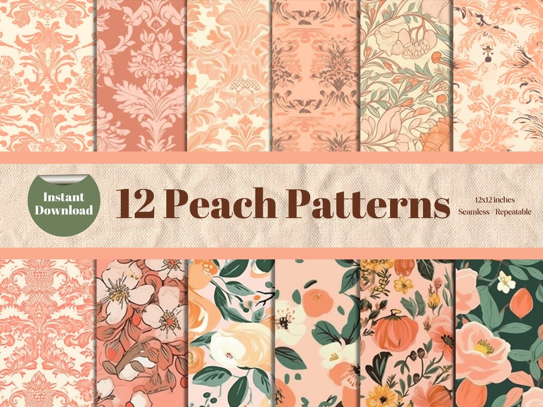 Peach Digital Paper Pack Peaches Digital Papers Peach Seamless Etsy