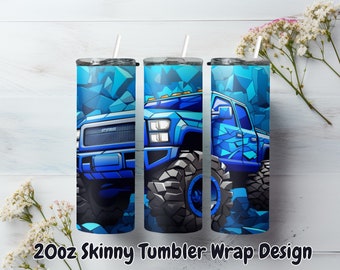 3D Blue Iced Cold Color SxS Tumbler Wrap Sublimation Design UTV Tumbler Sublimation Design Off Road RZR Diseño digital - Descarga instantánea