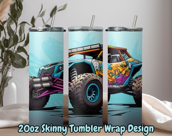 3D Blue SxS Tumbler Wrap Sublimation Design UTV Tumbler Sublimation Design Off Road RZR Digital Design - Instant Download