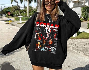 Vintage Scream Ghostface Sweatshirt - Horror Movie Shirt, Retro 90s Scream, Let's Watch Scary Movie Sweater, Halloween Ghostface Hoodie