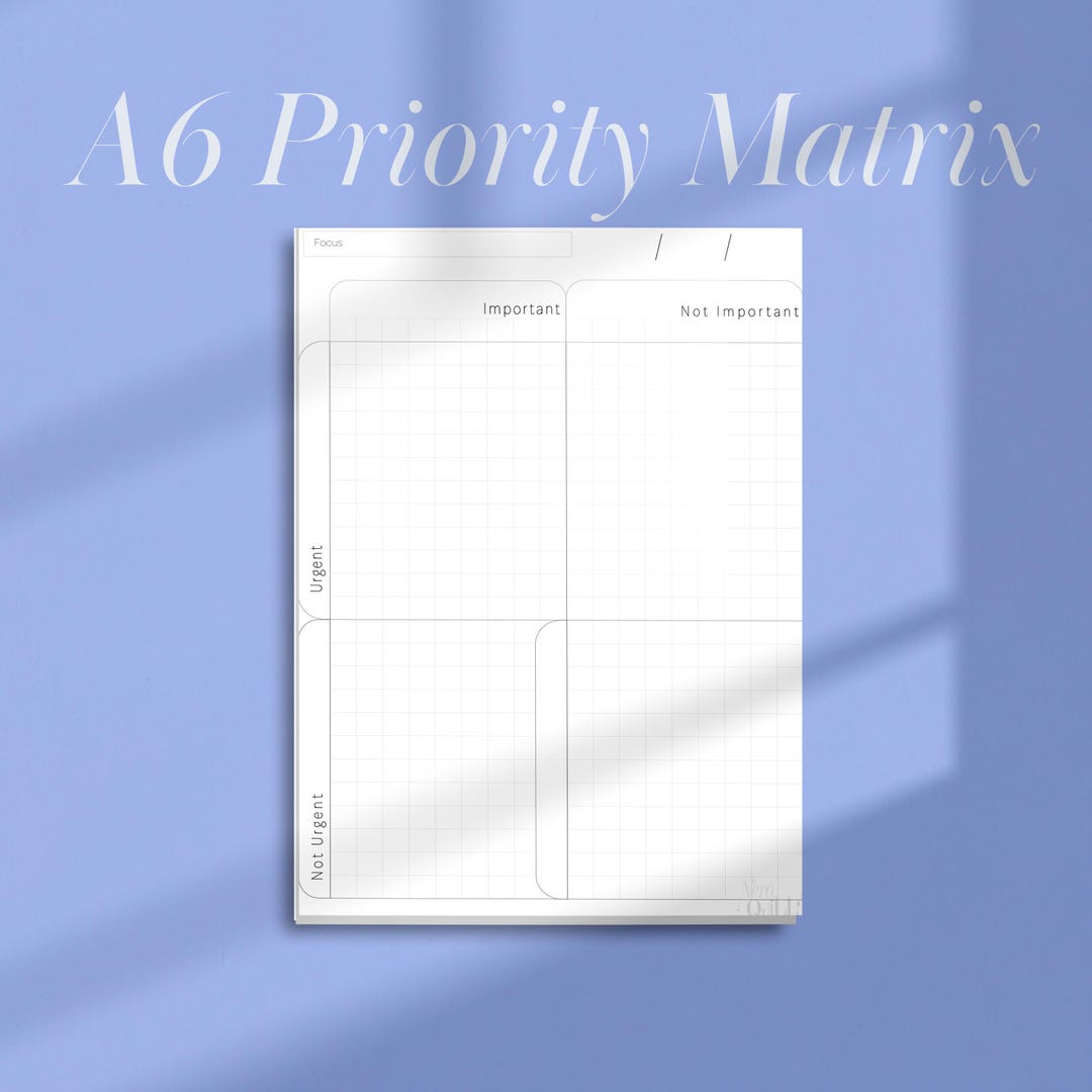 A6 Priority Matrix Planner Insert | Printable PDF | Urgent Important ...