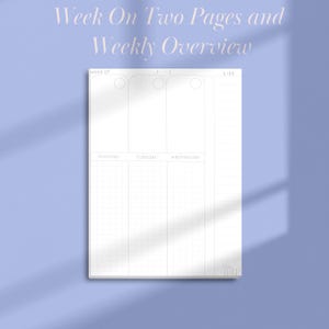 Encartes para Planejador Semanal de Cartas dos EUA | WO2P + Visão Geral Semanal | Início de Segunda-feira sem Data | Conjunto de 3 Páginas | Download Instantâneo em PDF | A4 + USL