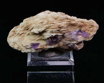 Fluorita sobre Barita de Berbes España 160 gramos Minerales coleccionables