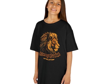 Kids Christian Lion of Judah Shirt, Children's Bible Jesus Tee, Religious Gift for Boys and Girls, Youth Bible Verse T-Shirt, Christian Kids