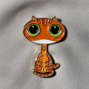 Cute Orange Tabby Cat with Green Eyes Enamel Pin-Two Deluxe Clutch Attachment, 1.5 inches Gift Idea