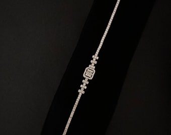 Italian Sterling Silver CZ Bracelet