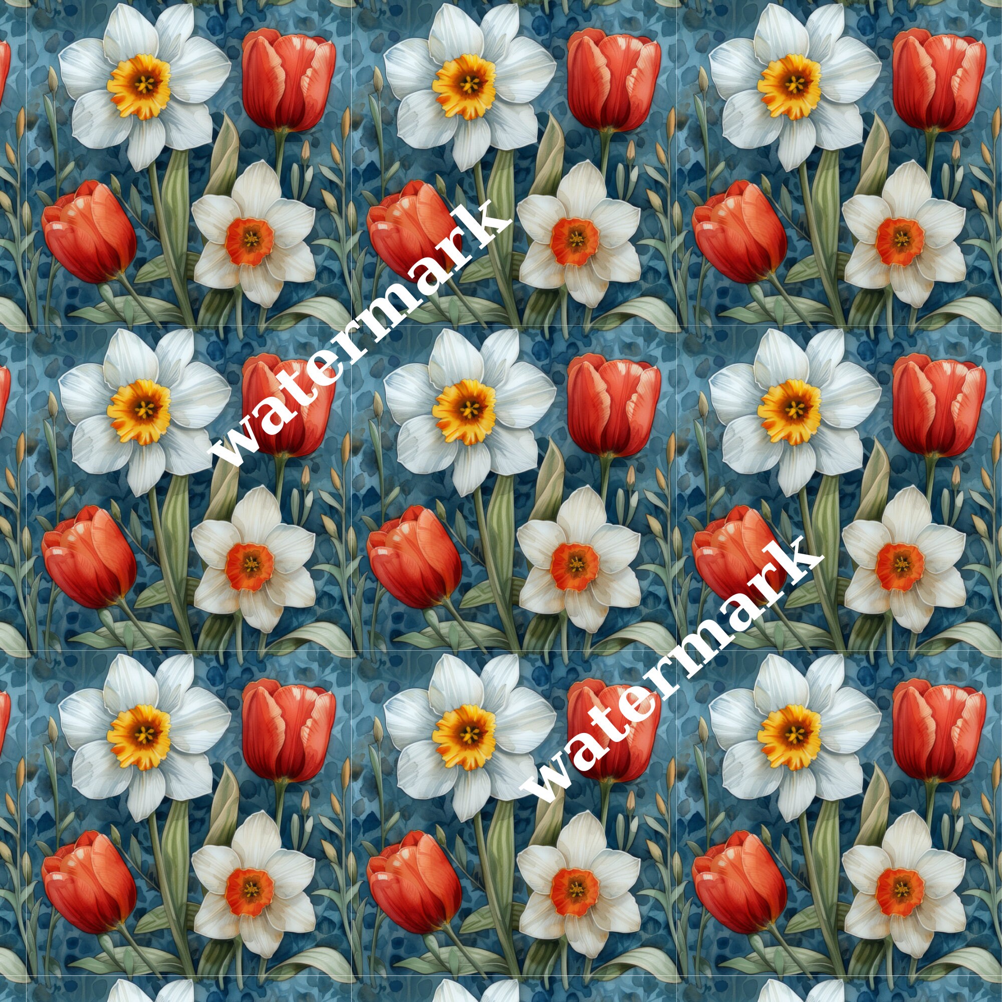 Spring Flowers Seamless Pattern Digital Paper Commercial Use Digital ...