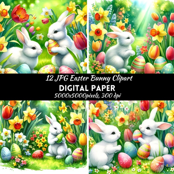 Easter Bunny Clipart, Easter Clipart, Rabbit clipart, Bunny clipart, Scrapbook images, Clipart pack, Commercial use, Digital download