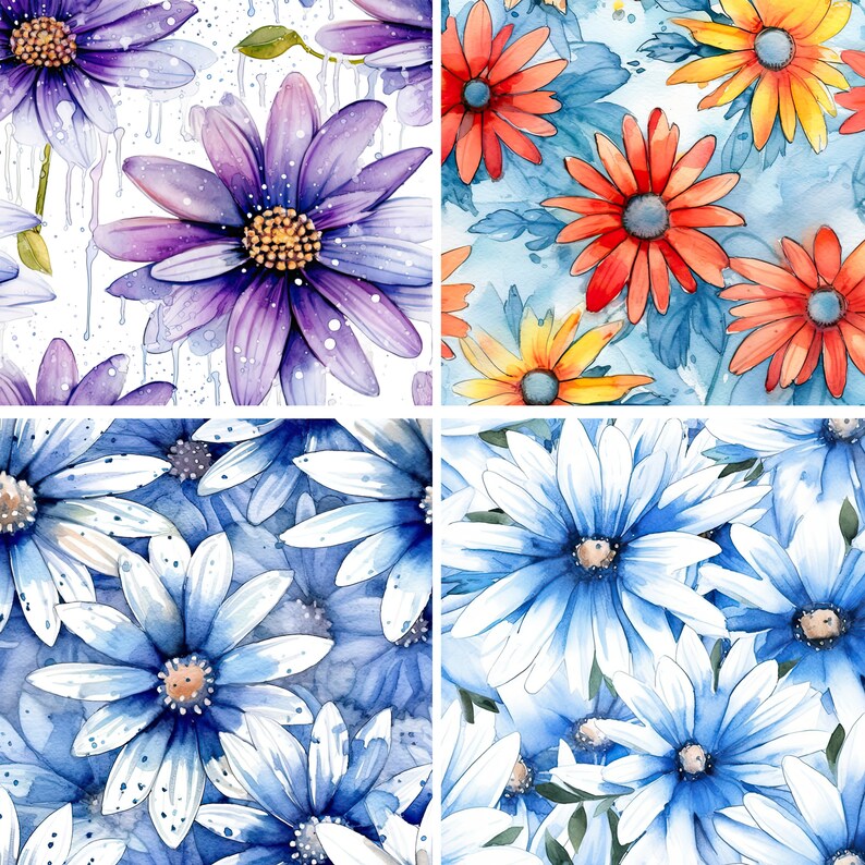 Daisy Pattern, Floral Digital Paper, Daisy Seamless Pattern Digital ...