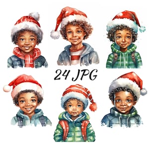 Christmas Boys Clipart, Boy Clipart, Christmas Kids Clipart, Christmas Clipart, Watercolor Clipart Bundle, Commercial Use, Digital prints