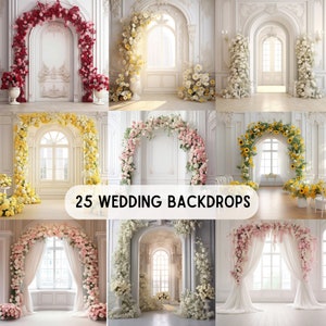 Wedding Backdrop, White Room Backdrop for Wedding, Photography Backdrop, Digital Backdrop, Wedding Photo Backdrops, Overlays, Floral arch