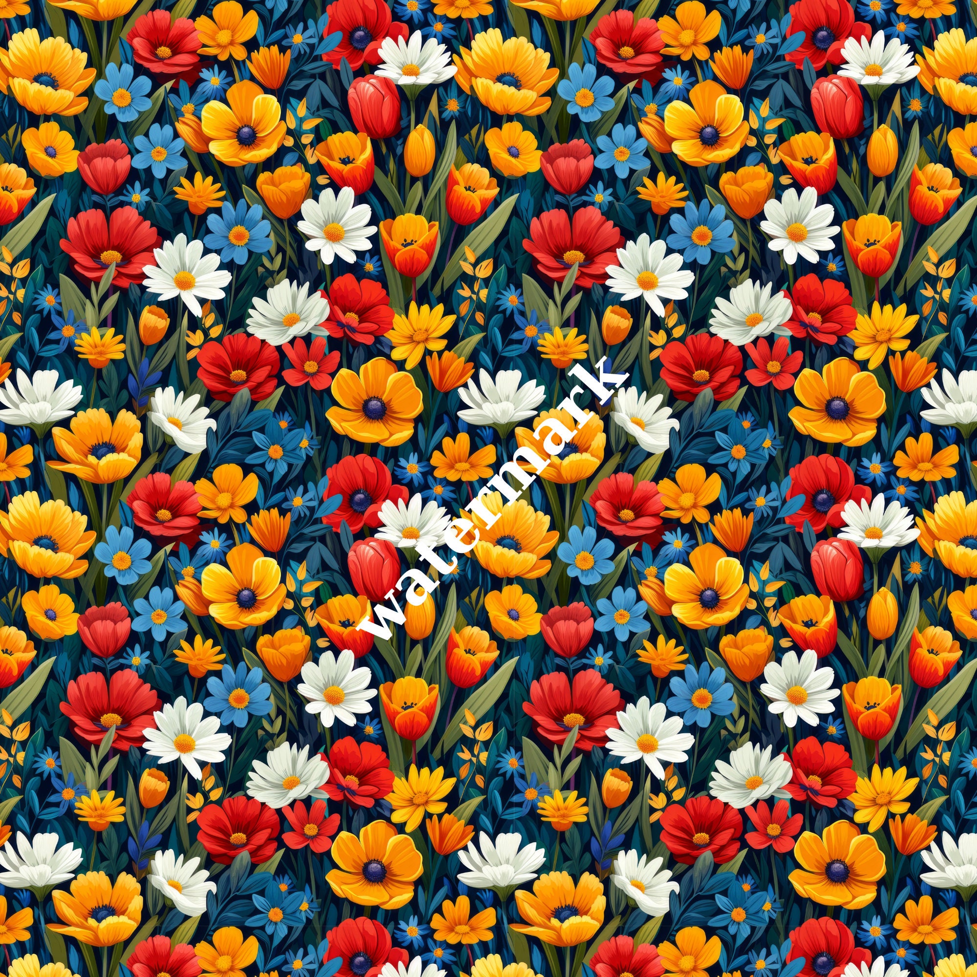 Flowers Seamless Pattern Digital Paper Commercial Use Digital Download ...