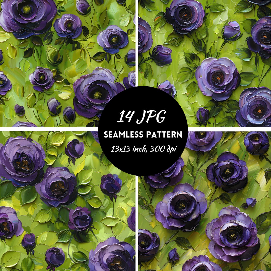 Purple Roses Seamless Pattern Digital Paper, Purple Roses Seamless ...
