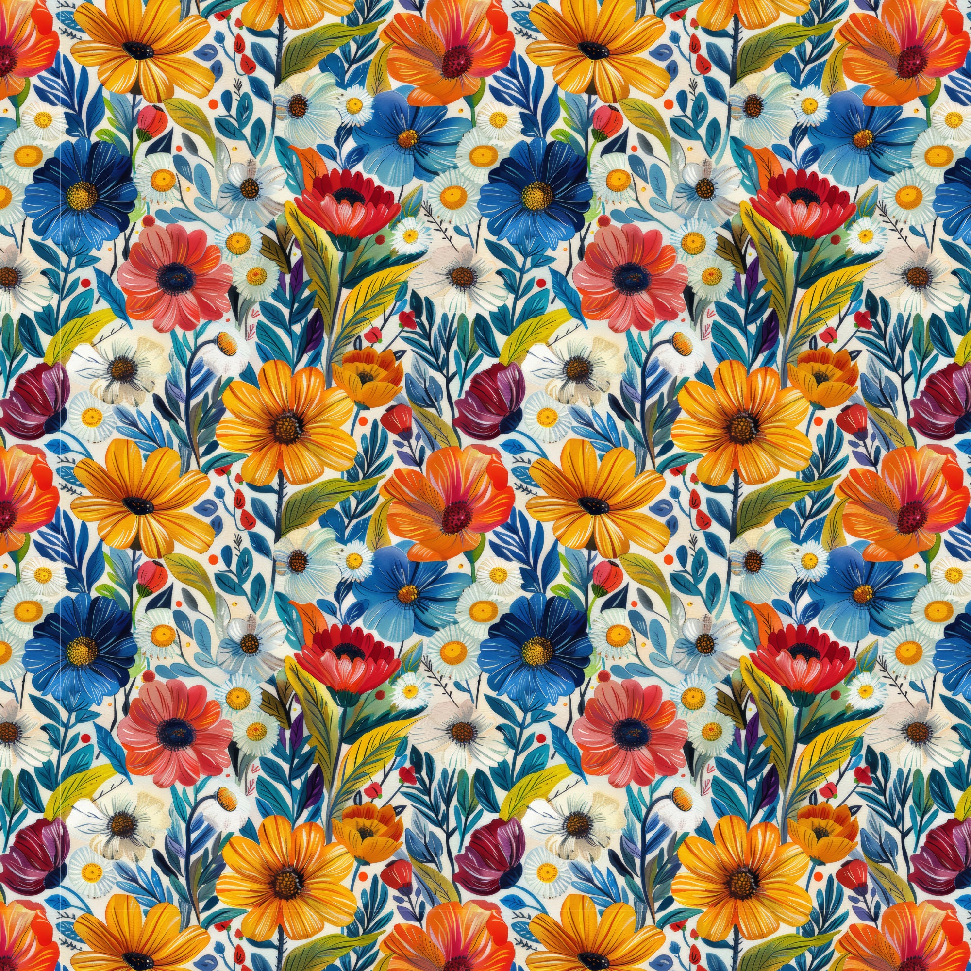 Flowers Seamless Pattern Digital Paper Instant Download, Commercial Use ...