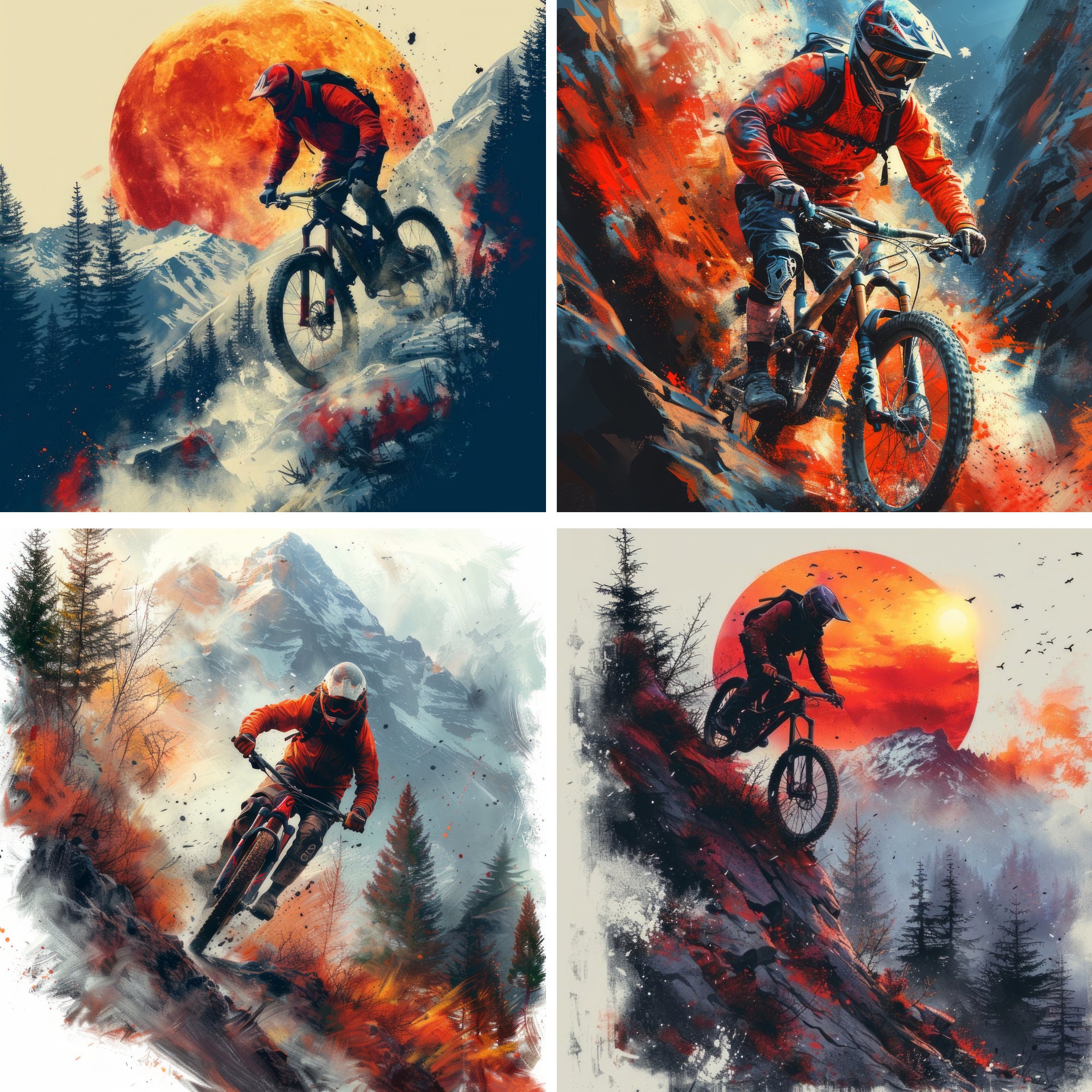 Using Bicycle Graphics Mountain Bike Clipart Poster Digital Paper Commercial Use Instant ...