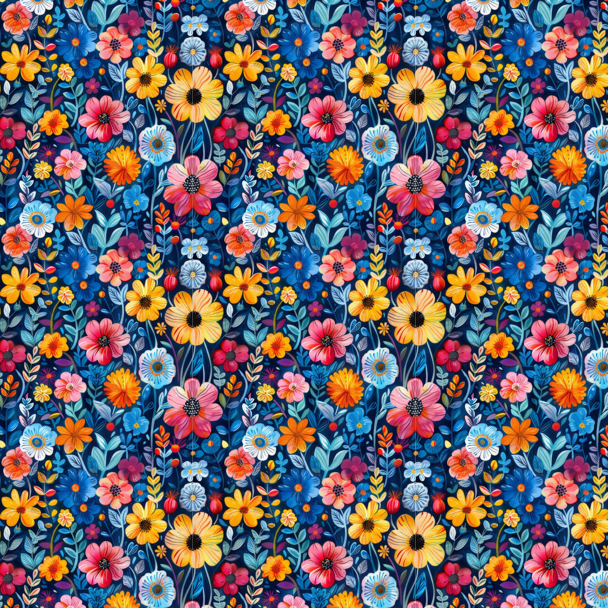 Flowers Seamless Pattern Digital Paper Instant Download, Commercial Use ...