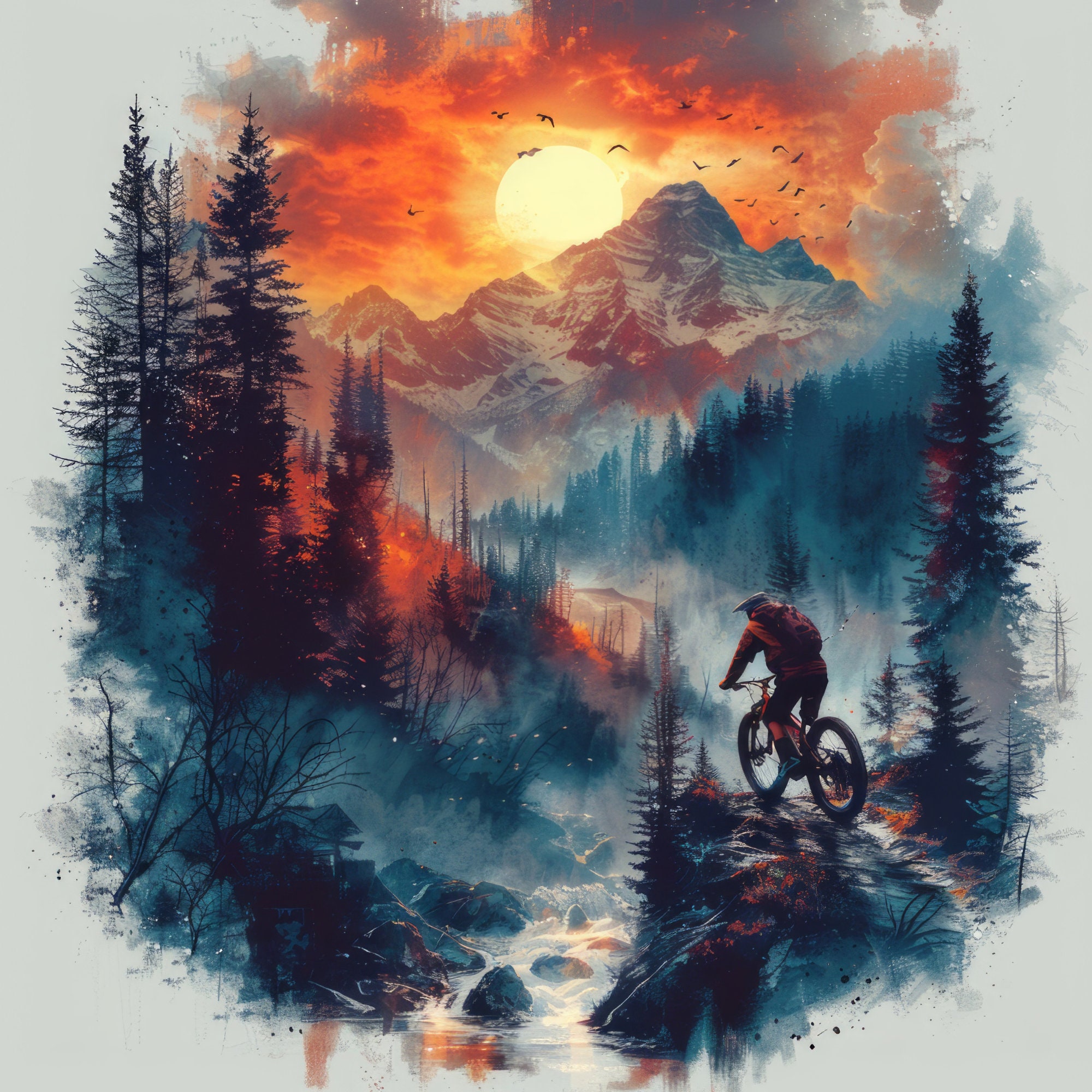 Using Bicycle Graphics Mountain Bike Clipart Poster Digital Paper Commercial Use Instant ...