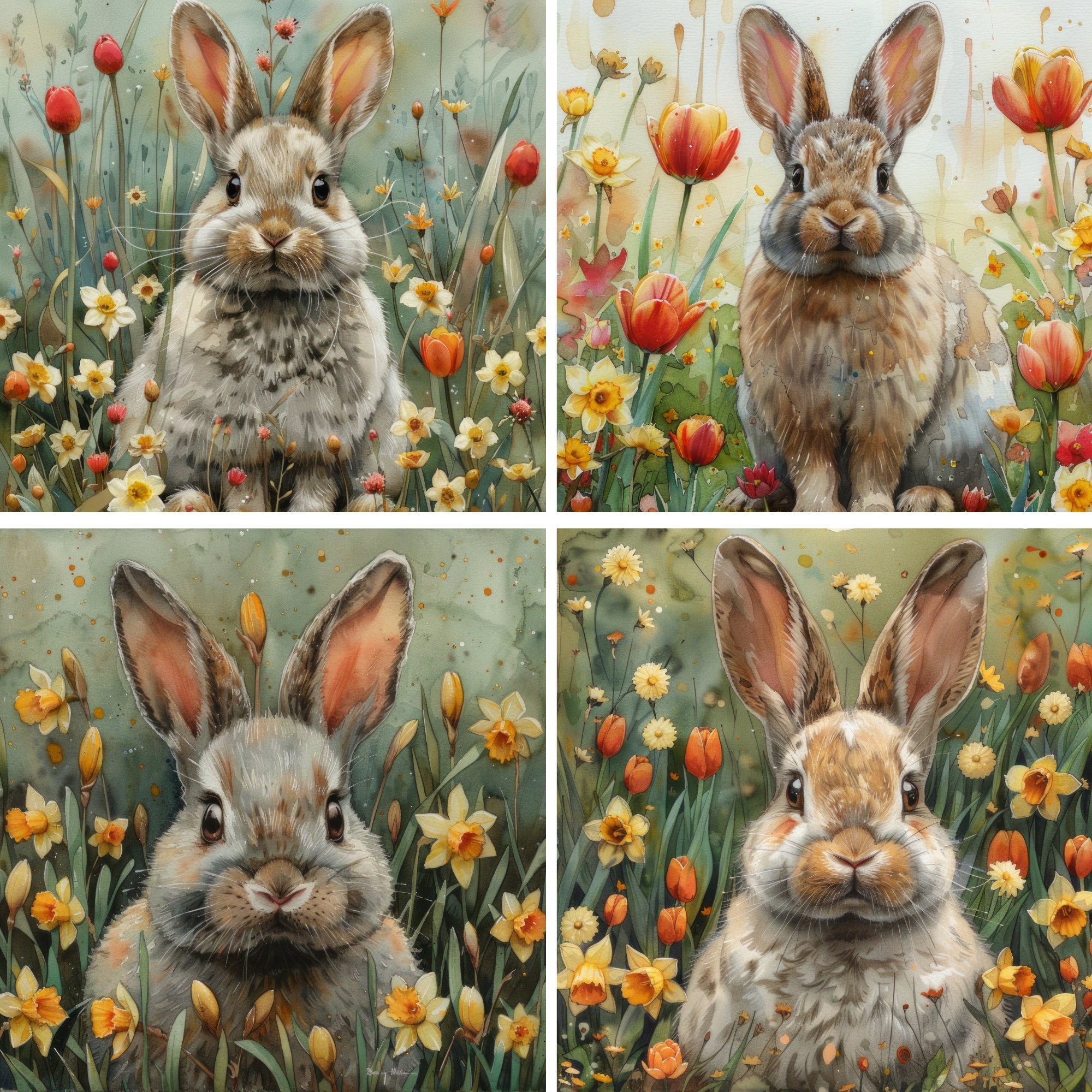 Rabbit Clipart, Bunny Clipart, Watercolor Rabbit, Watercolor Bunnies ...