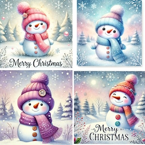 Snowman clipart, Watercolor Snowman clipart, Cute snowman, Winter scene, Christmas designs, Christmas snowman, Christmas clipart