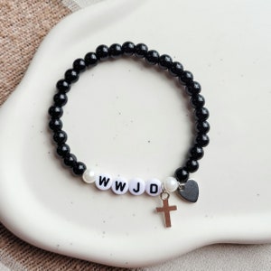 WWJD Charm Bracelet -  What Would Jesus Do Bracelet - Beaded Inspirational Bracelets