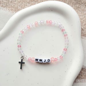 WWJD Dainty Charm Bracelet -  What Would Jesus Do Bracelet - Beaded Inspirational Bracelets