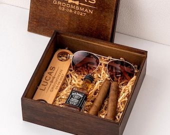 Personalisierte Groomsman Vorschlag Box, Groomsmen Geschenkbox, Benutzerdefinierte Holzbox Vorschlag Andenken, Junggesellenparty, Hochzeit Party Favor