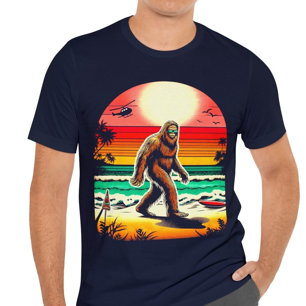 Bigfoot Beach Sunbathing, A Funny and Original T-shirt, Sasquatch in ...
