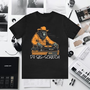 Funny Bigfoot Tshirt, Retro, Sasquatch Shirt, Music DJ Lover, Graphic Tee, Gift, For Him, Her, Clothing, Vintage, Mens, Womens, Cool Art