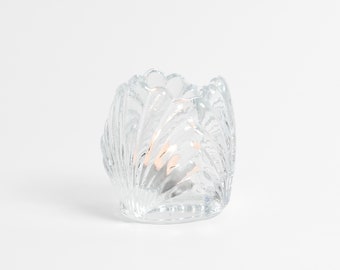 Glass Sea Shell Candle Holder by Paul Isling for Nybro Glass Sweden | Vintage Scandinavian Glass Tealight Holder