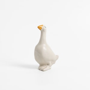 Vintage Ceramic Höganäs Goose Figurine Rustic Swedish Ceramic Bird Sculpture image 1