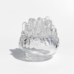 Vintage &quot;Polar&quot; Glass Candle Holder by Göran Wärff for Kosta Boda