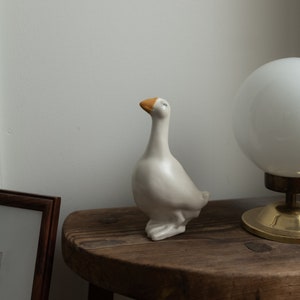 Vintage Ceramic Höganäs Goose Figurine Rustic Swedish Ceramic Bird Sculpture image 2