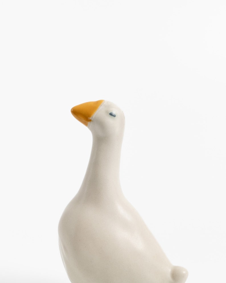 Vintage Ceramic Höganäs Goose Figurine Rustic Swedish Ceramic Bird Sculpture image 3