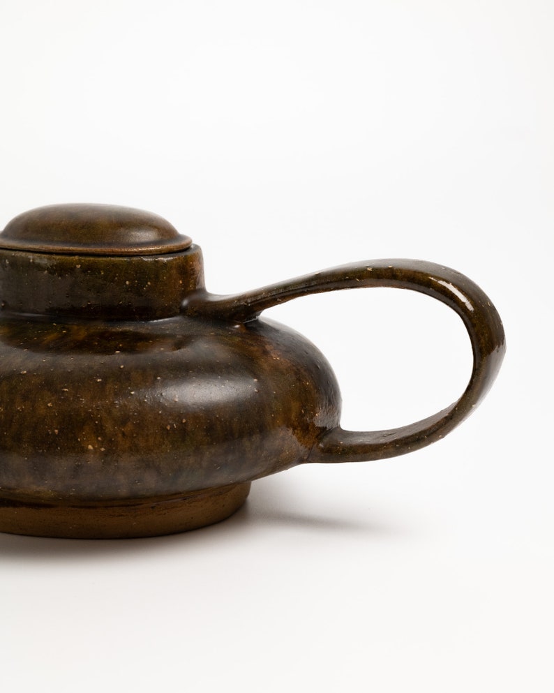 Unique Vintage Ceramic Tea Pot Hand Thrown Scandinavian MCM Studio Pottery Decor image 6