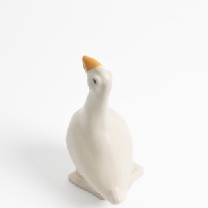 Vintage Ceramic Höganäs Goose Figurine Rustic Swedish Ceramic Bird Sculpture image 5