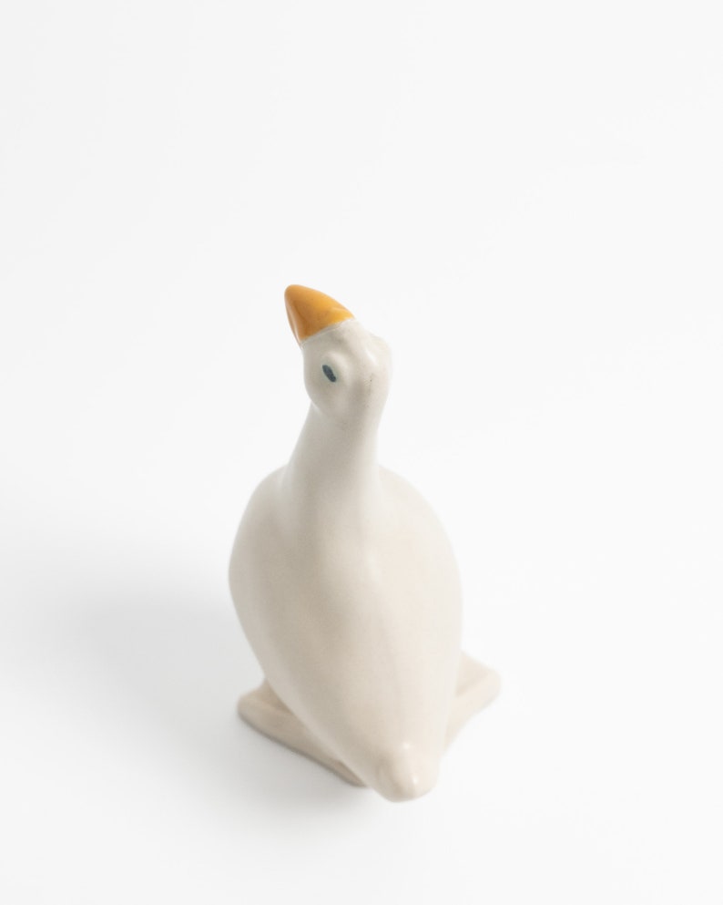 Vintage Ceramic Höganäs Goose Figurine Rustic Swedish Ceramic Bird Sculpture image 5