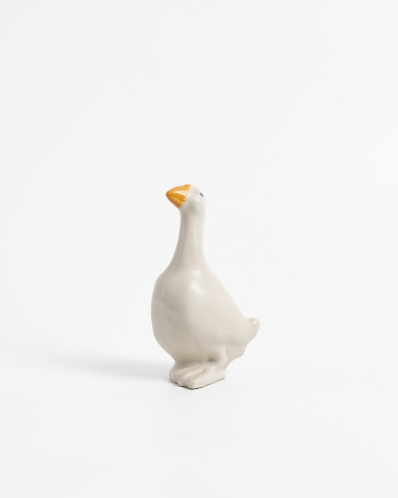 Vintage Ceramic Höganäs Goose Figurine Rustic Swedish Ceramic Bird Sculpture image 1