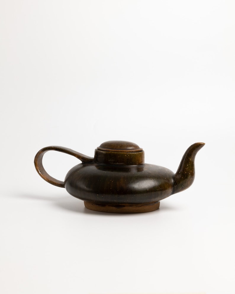 Unique Vintage Ceramic Tea Pot Hand Thrown Scandinavian MCM Studio Pottery Decor image 3