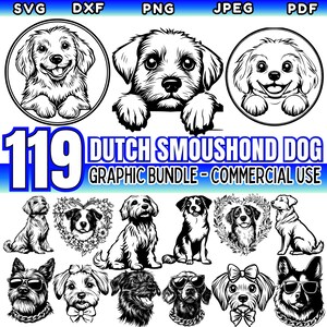 Dutch smoushond dog laser files | engraving svg bundle | laser cut dxf | pet outline png pdf | digital download | Commercial use