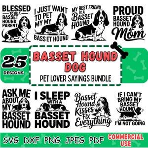 Basset hound dog sayings | laser cut files | laser engraving quotes | pet lover svg bundle | digital download | Commercial use