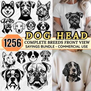 Dog head laser cut bundle | dog breed front view svg | engraving files | dxf svg png pdf set | digital download | Commercial use